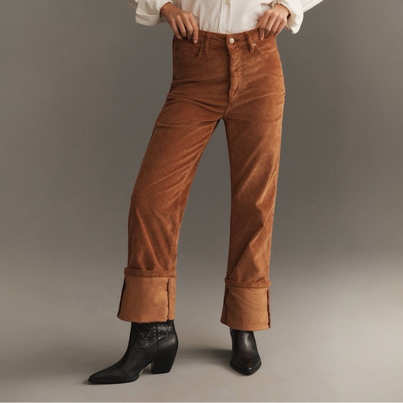 Anthropologie The Scotty Cuffed High Rise Straight Leg Jeans by Pilcro Corduroy - Picture 3 of 9
